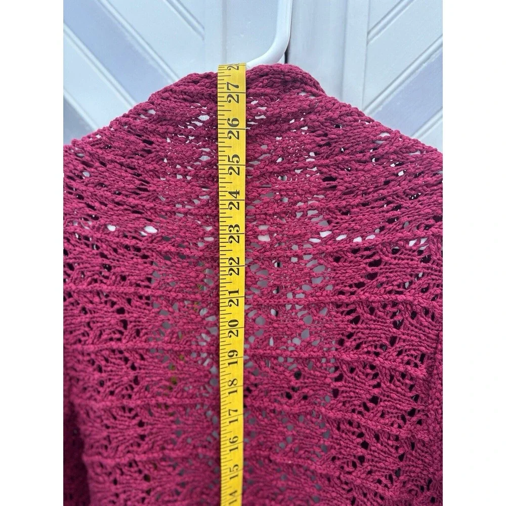 Ann Taylor‎ Loft Women's Medium Maroon Wine Chunkey Knit Long Open Cardigan